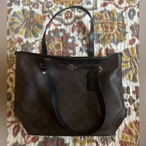 Coach Signature Zip Top Tote Brown/Black NWT